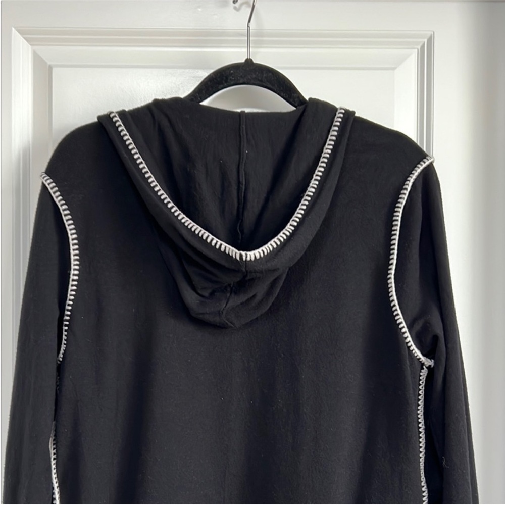 Cardigan Sweater Hooded Open Front Black Womens - Picture 4 of 7